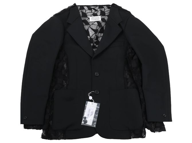 Maison Martin Margiela Maison Margiela Black Blazer with Lace Overlay, Size 40