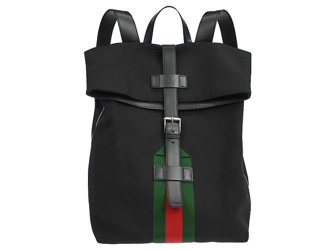 Gucci Web Fold Over Techno Canvas Medium Schwarz 