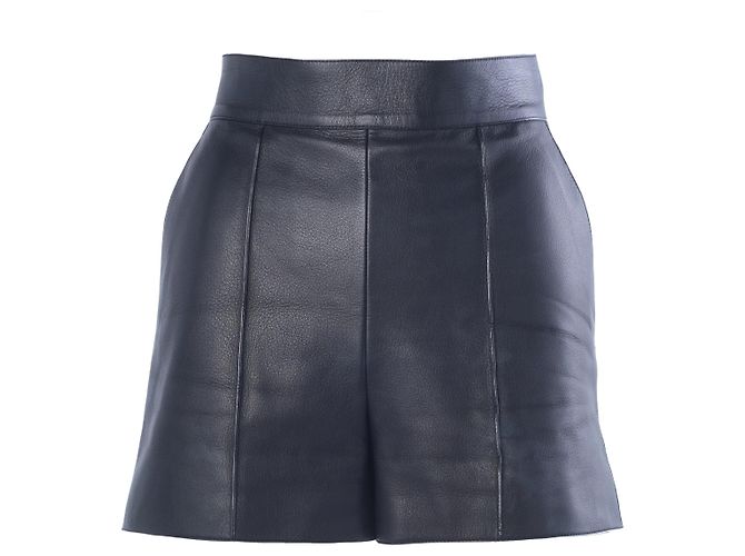 Shorts Hermès em couro de cabra grão preto
