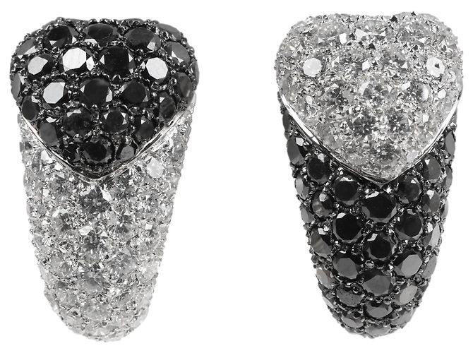 Pendientes De Grisogono Heart White x Black Diamond WG Blanco