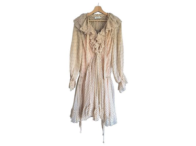 Vestido de seda com bolinhas Zimmermann Bege Castanho escuro