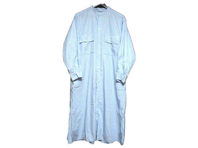 Autre Marque blurhms Gestreiftes Baumwollhemdkleid Blau