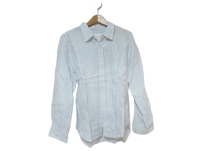 Autre Marque green label relaxing Collet Ray Leinenhemd gestreift Weiß Blau Hellblau