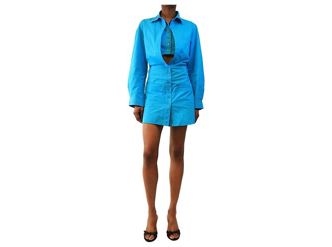 Jacquemus Blue Le Splash Mini-Hemdkleid - size UK 8 Blau