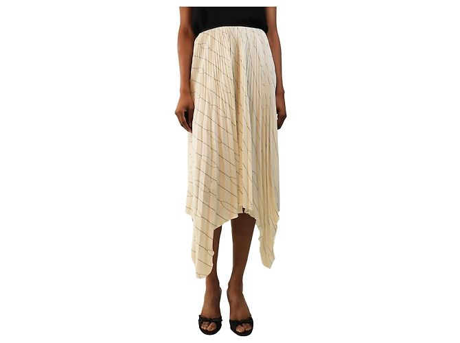 Céline Saia midi plissada creme - size UK 8