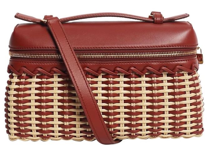 Loro Piana Bolso de mimbre marrón con bolsillo extra Castaño