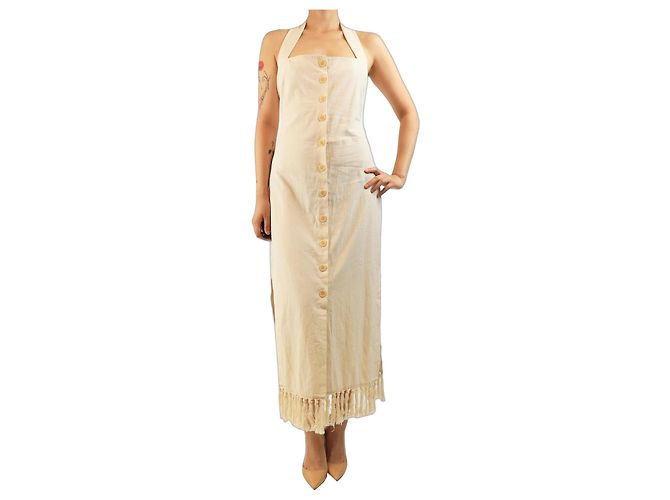 Nanushka Vestido halterneck de algodón neutro - size L