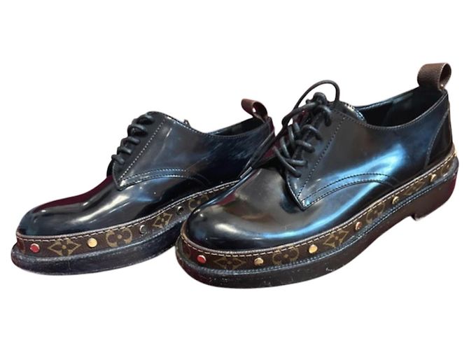 Louis Vuitton Monogram Platform Derby Shoes Brown Black