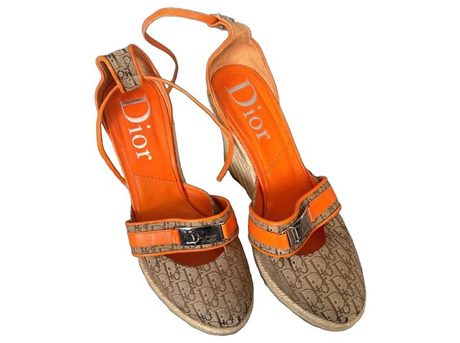 Christian Dior Monogram Canvas Wedge Espadrilles