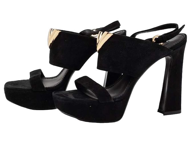 Sandali platform Louis Vuitton in camoscio nero 