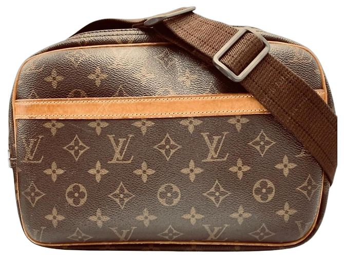 Borsa a tracolla stile Messenger Louis Vuitton Monogram Reporter PM Marrone Monogramma