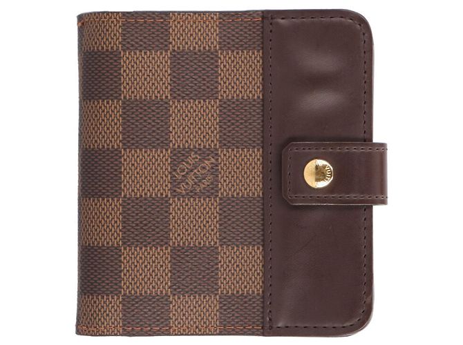 Cartera bi-fold Louis Vuitton Compact Zip Damier Castaño