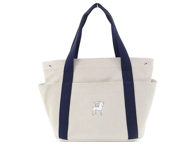 Sac à langer Hermès White Toile Cabriole Bleu Marine