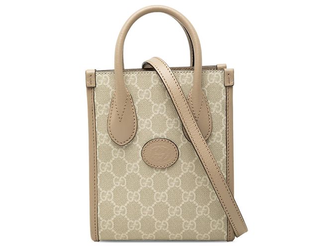 Borsa Satchel Gucci Mini GG Supreme Interlocking G Beige