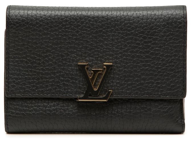 Louis Vuitton Black Taurillon Capucines Compact Wallet