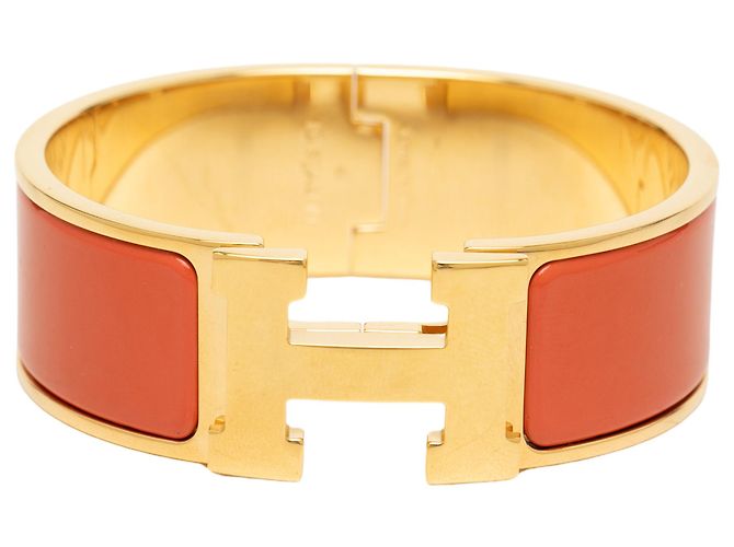 Bracelet Clic H PM en émail large Orange Hermès 