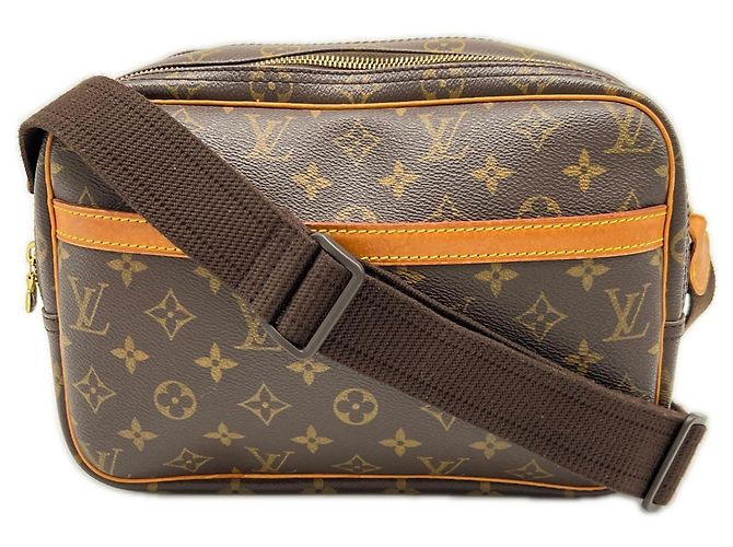 Bolsa de Ombro Louis Vuitton Monogram Reporter PM Marrom Bege