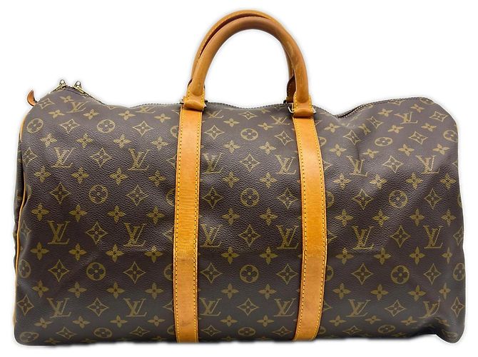 Sac Boston Louis Vuitton Monogram Keepall 50 Marron Beige