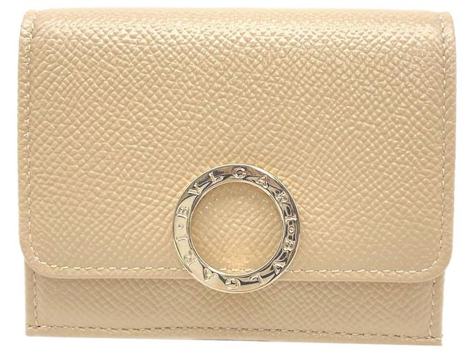 Bulgari Bvlgari Beige Tri-fold Leather Wallet