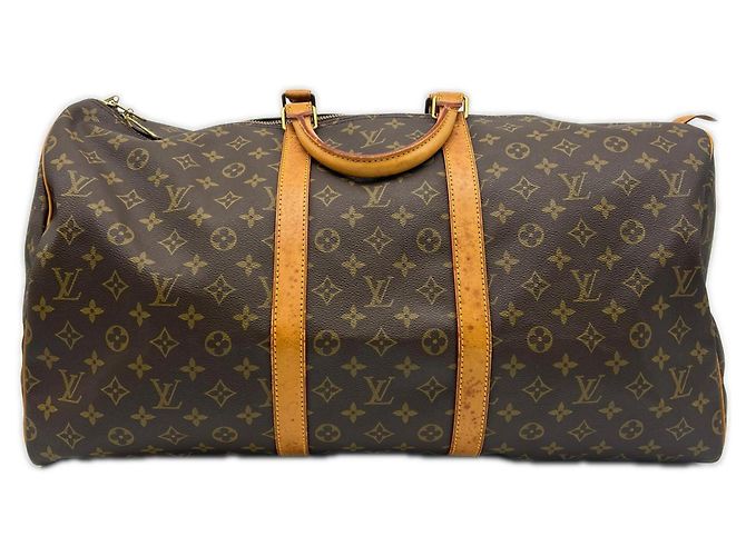 Sac Boston Louis Vuitton Monogram Keepall 55 Marron Beige