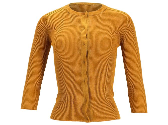 Cardigã de malha Max Mara em viscose amarela Amarelo