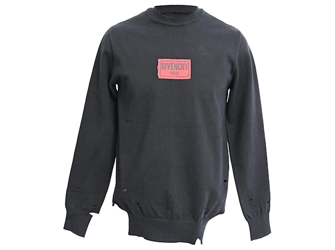 Givenchy Sweatshirt mit distressed Logo-Patch aus schwarzer Baumwolle Python drucken 