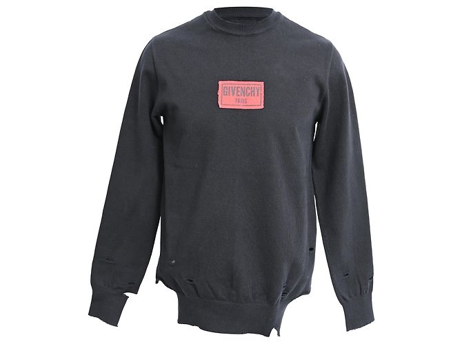 Sudadera Givenchy con parche de logotipo desgastado en algodón negro Impresión de pitón