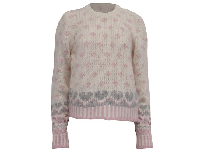 Pull LoveShackFancy brodé de fleurs Multicolor Alpaca Wool Multicolore