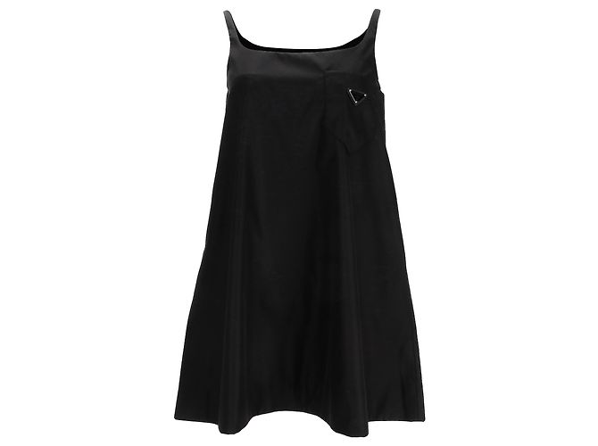 Prada Logo Mini-Kleid aus schwarzem Polyamid
