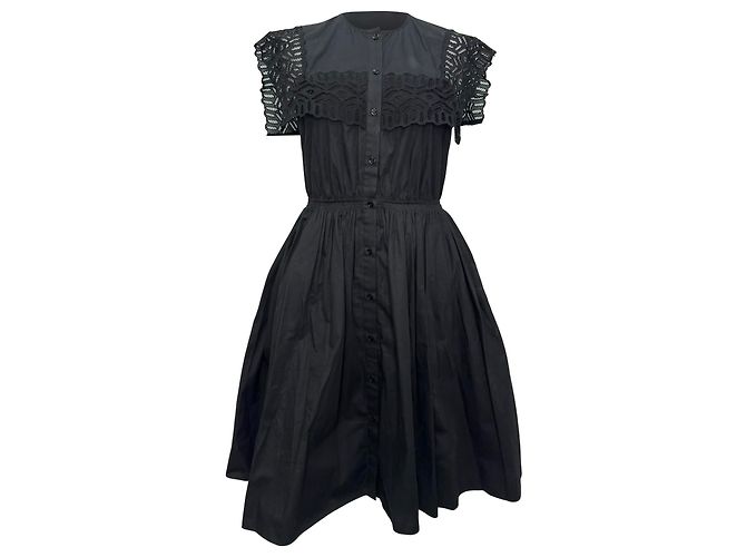 Vestido Sandro Lidwine con ribete de encaje en algodón negro