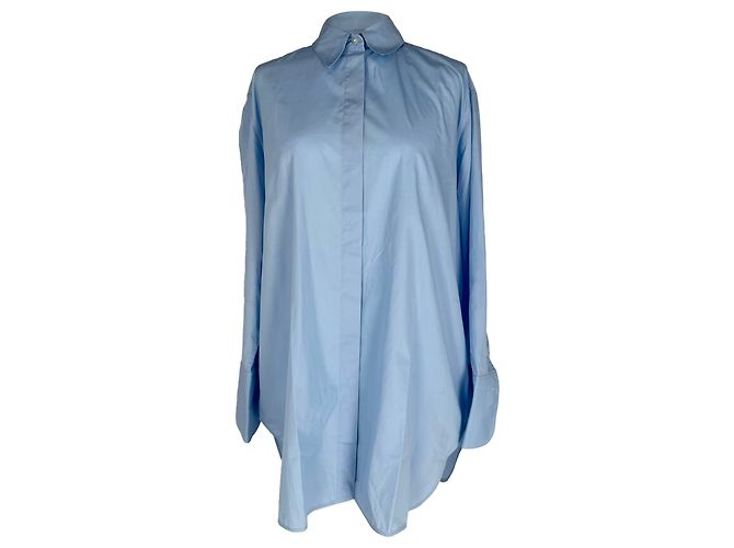 Camisa de botones ocultos The Row en algodón azul