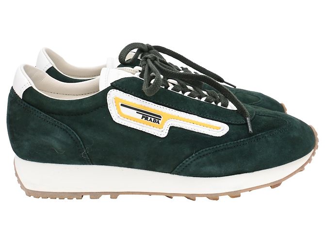 Baskets Prada Milano 70 en daim vert