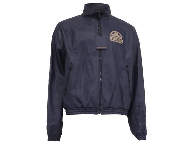 Chelsea Louis Vuitton Monogram Wendbare Bomberjacke aus dunkelblauem Leder Python drucken