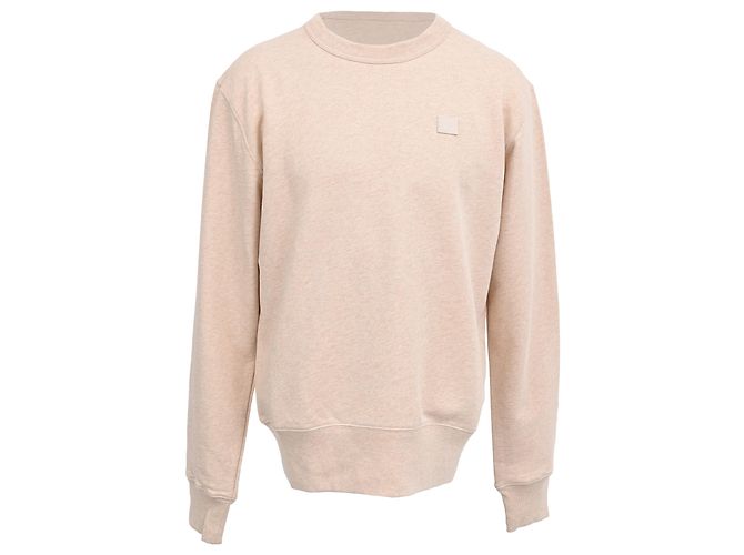 Acne Studios Fairview Face Sweatshirt aus beiger Baumwolle