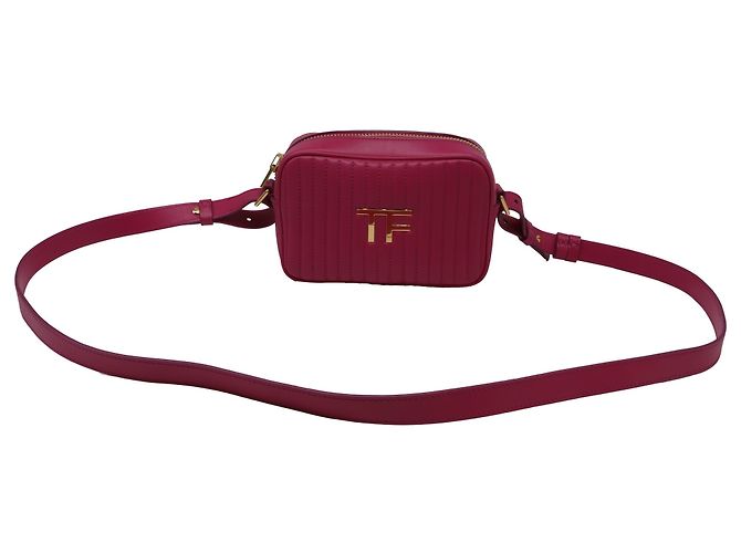 Bolsa Camera acolchoada Tom Ford em couro rosa