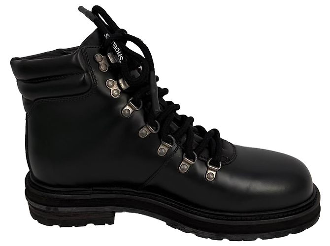 Off White Botas de caminhada Off-White em couro preto