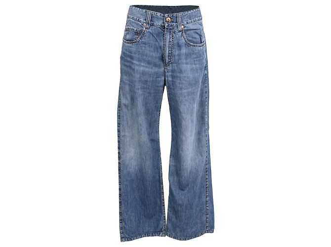 Vaqueros Loose de Tiro Medio Brunello Cucinelli en Algodón Azul