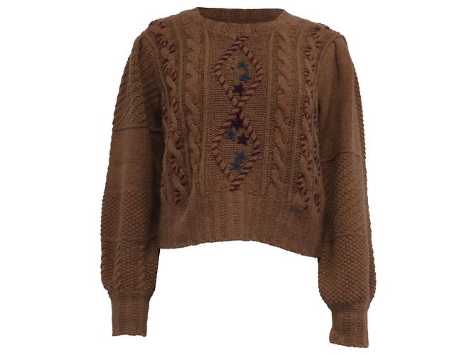 Pull brodé Loveshackfancy Leni en nylon marron Rouge