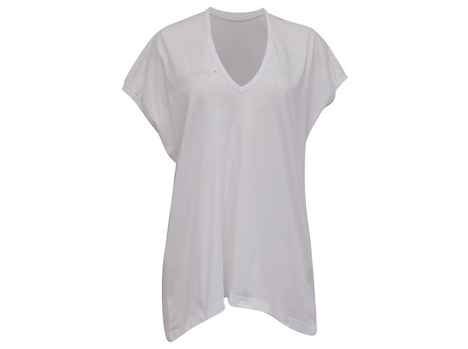 T-shirt Loose com decote em V Dries Van Noten em algodão branco Cru