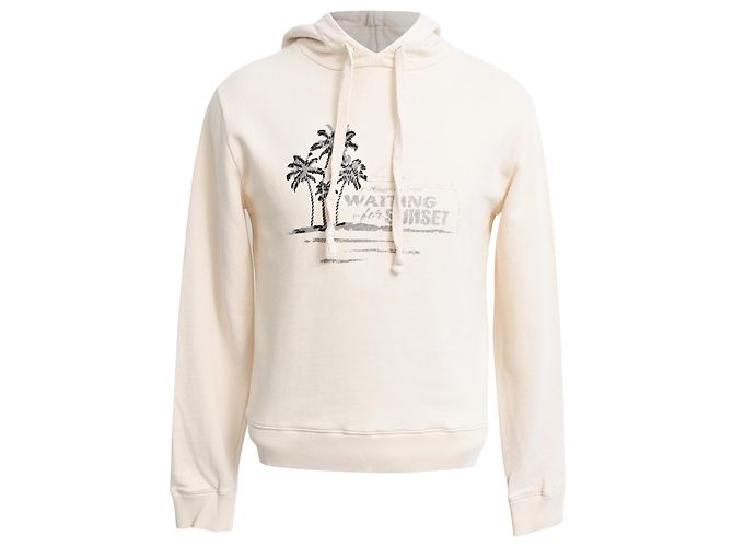 Sudadera con capucha Saint Laurent Palm Tree en algodón crema Blanco Crudo