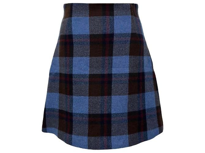 Falda de cuadros Tabarin en lana azul de Max Mara Weekend