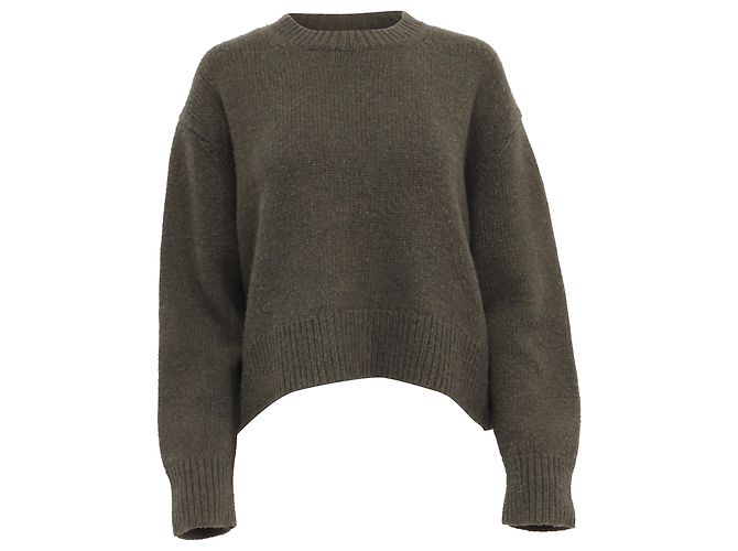 Nili Lotan Rundhals-Strickpullover aus olivgrüner Wolle