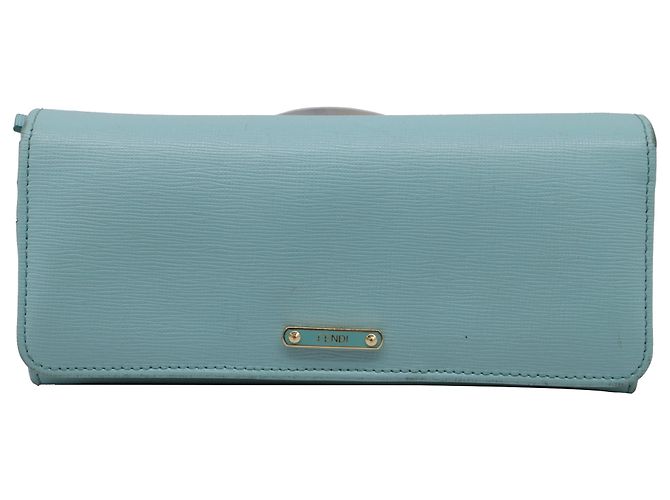 Fendi 2014 Continental Wallet in Light Blue Leather