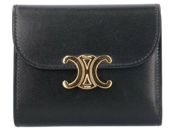 Céline Small Wallet Triomphe in Shiny Calfskin Black 
