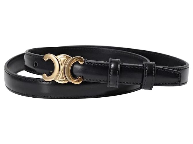 Céline Small Triomphe Gürtel aus glattem Kalbsleder Schwarz
