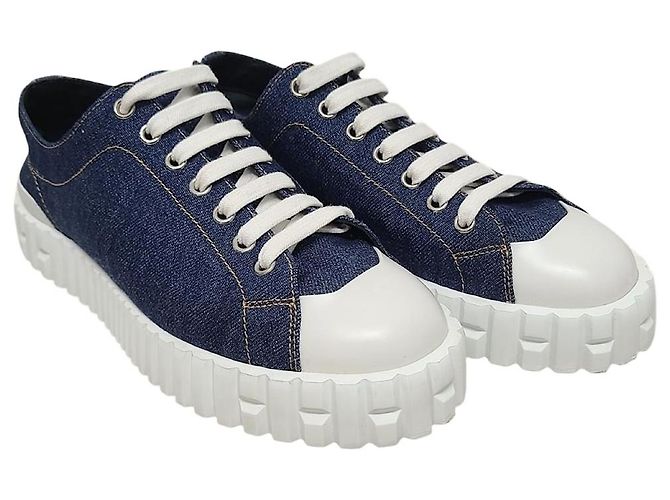 Hermès Blue Ponsee Denim Canvas Cross Sneaker Blau