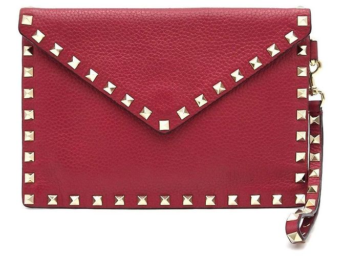 Valentino Rockstud Envelope Clutch Rot