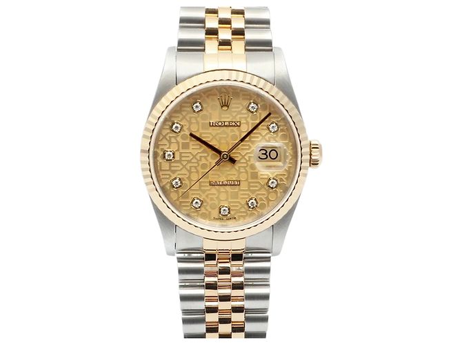 Rolex Orologio da uomo Datejust Combi con quadrante Computer e diamanti originali Ten Point D'oro