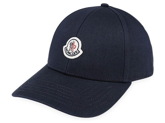 Moncler Boné de beisebol em algodão com patch (Navy) Azul