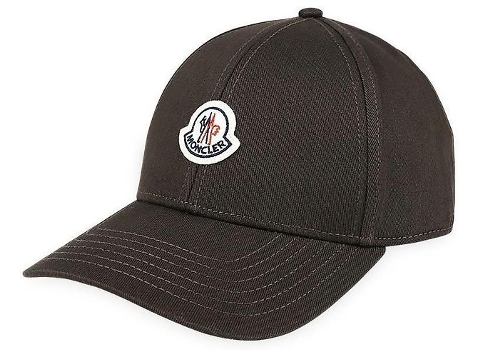 Moncler Boné de algodão com patch (Brown) Marrom